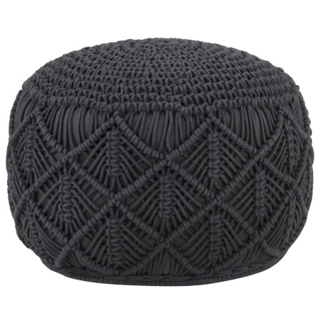 Pouf fait à la main en macramé Anthracite 45x30 cm Coton 
