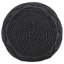 Pouf fait à la main en macramé Anthracite 45x30 cm Coton 