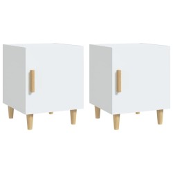 Tables de chevet 2 pcs Blanc Bois d'ingénierie 