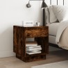 Table de chevet avec LED infini chêne fumé 40x40x50 cm 