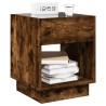 Table de chevet avec LED infini chêne fumé 40x40x50 cm 