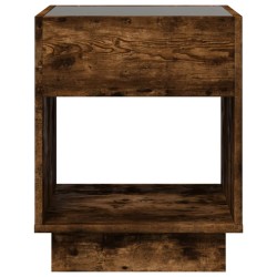 Table de chevet avec LED infini chêne fumé 40x40x50 cm 