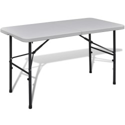 Table de jardin pliable 122 cm blanche en HDPE 