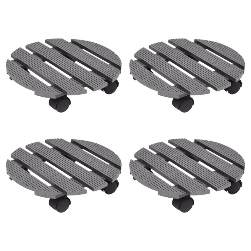 Chariots à plantes 4 pcs Gris Ø30x7,5 cm WPC 