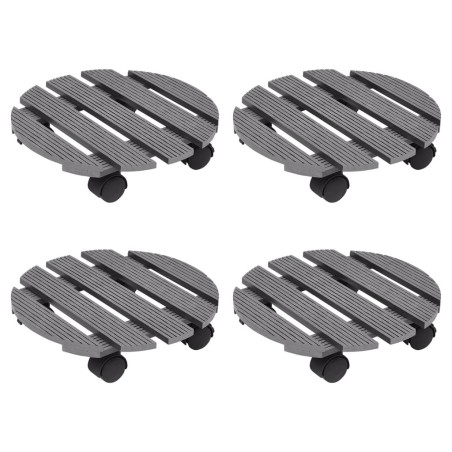 Chariots à plantes 4 pcs Gris Ø30x7,5 cm WPC 