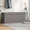 Banc de rangement pliable gris clair faux lin 