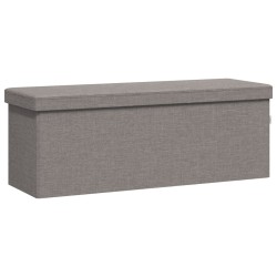 Banc de rangement pliable gris clair faux lin 