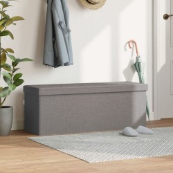 Banc de rangement pliable gris clair faux lin 