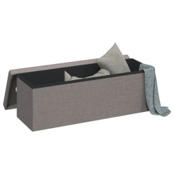 Banc de rangement pliable gris clair faux lin 