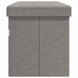 Banc de rangement pliable gris clair faux lin 