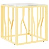 Table basse doré 50x50x50 cm acier inoxydable et verre 