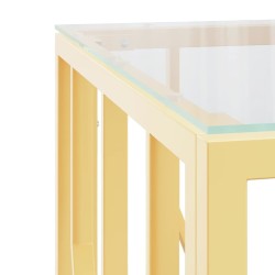 Table basse doré 50x50x50 cm acier inoxydable et verre 