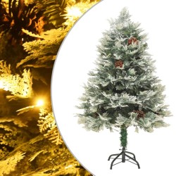 Sapin de Noël pré-éclairé et pommes de pin vert 120cm PVC et PE 