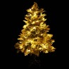 Sapin de Noël pré-éclairé et pommes de pin vert 120cm PVC et PE 