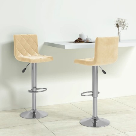 Tabourets de bar lot de 2 crème velours 