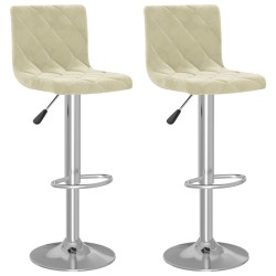 Tabourets de bar lot de 2 crème velours 