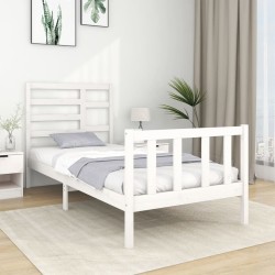 Cadre de lit sans matelas blanc bois massif 75x190 cm 