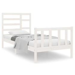 Cadre de lit sans matelas blanc bois massif 75x190 cm 
