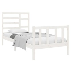 Cadre de lit sans matelas blanc bois massif 75x190 cm 