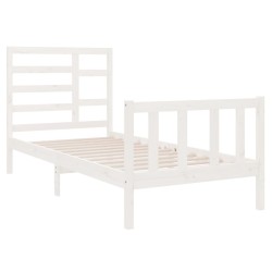 Cadre de lit sans matelas blanc bois massif 75x190 cm 
