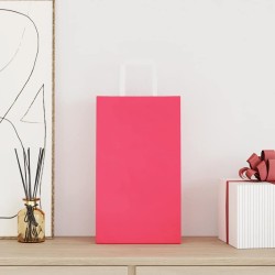 Sacs en papier 250 pcs avec poignées rose 21x11x36 cm 
