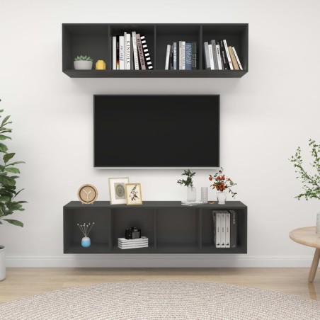 Meubles TV muraux 2 pcs Gris Bois d'ingénierie 