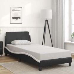 Cadre de lit sans matelas noir et blanc 90x190 cm similicuir 