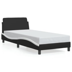 Cadre de lit sans matelas noir et blanc 90x190 cm similicuir 
