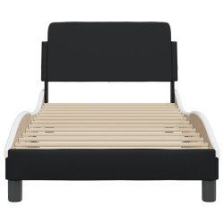 Cadre de lit sans matelas noir et blanc 90x190 cm similicuir 