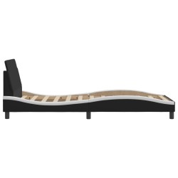 Cadre de lit sans matelas noir et blanc 90x190 cm similicuir 