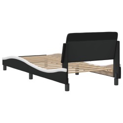 Cadre de lit sans matelas noir et blanc 90x190 cm similicuir 