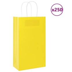 Sacs en papier 250 pcs avec poignées jaune 21x11x36 cm 