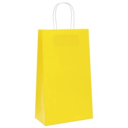 Sacs en papier 250 pcs avec poignées jaune 21x11x36 cm 