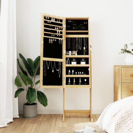 Armoire à bijoux avec miroir sur pied 42x38x152 cm 
