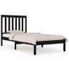 Cadre de lit sans matelas noir bois massif 