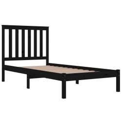 Cadre de lit sans matelas noir bois massif 