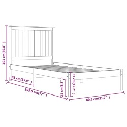 Cadre de lit sans matelas noir bois massif 