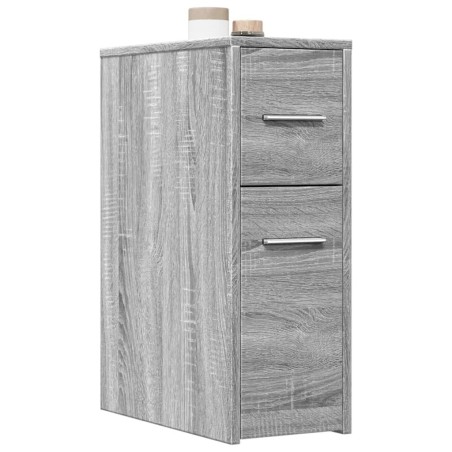 Armoire de salle de bain étroite avec roulettes sonoma gris 