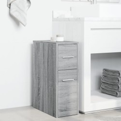 Armoire de salle de bain étroite avec roulettes sonoma gris 