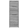 Armoire de salle de bain étroite avec roulettes sonoma gris 