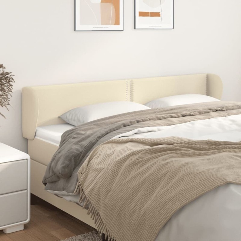 Tête de lit avec oreilles Crème 163x23x78/88 cm Similicuir 