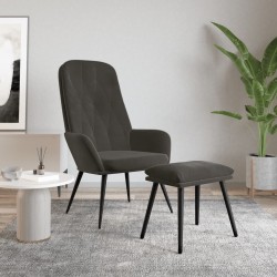 Chaise de relaxation avec repose-pied Gris foncé Velours 
