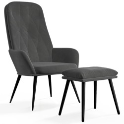Chaise de relaxation avec repose-pied Gris foncé Velours 