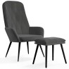Chaise de relaxation avec repose-pied Gris foncé Velours 