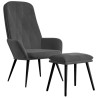 Chaise de relaxation avec repose-pied Gris foncé Velours 