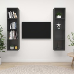 Meubles TV muraux 2 pcs Gris Bois d'ingénierie 