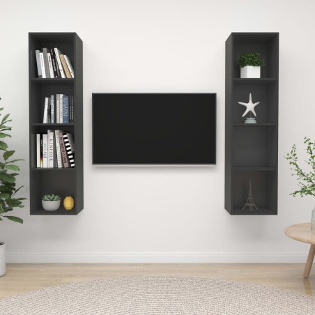 Meubles TV muraux 2 pcs Gris Bois d'ingénierie 