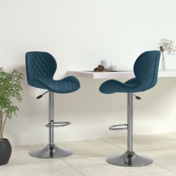 Tabourets de bar lot de 2 bleu velours 