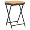Table à thé Noir 60 cm Résine tressée et bois d'acacia solide 