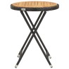 Table à thé Noir 60 cm Résine tressée et bois d'acacia solide 
